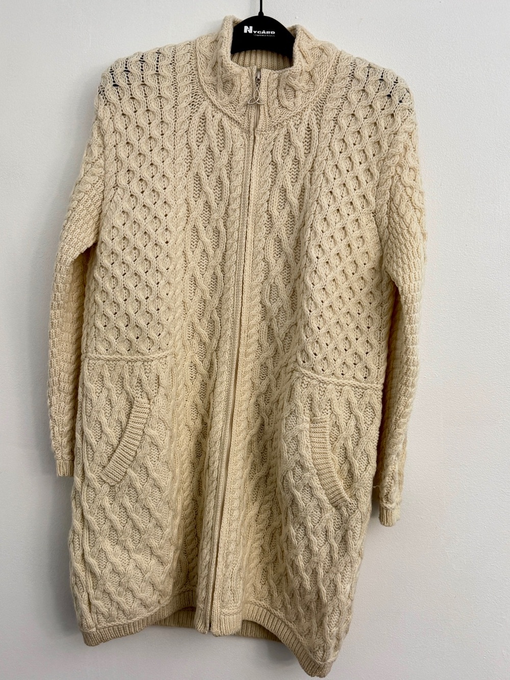 Aran Sweater Market 100% Merino Wool Cardigan Coat - Celtic Trinity Knot Zipper